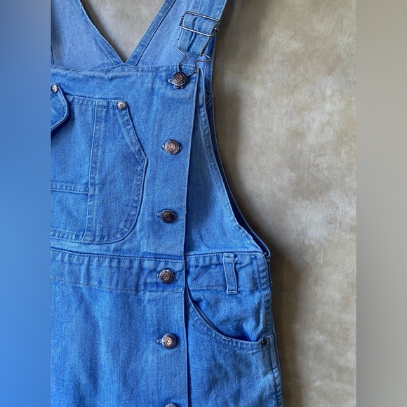 Bonjour Vintage Light Wash Denim Skirt Shorts Skort Overalls Two-tone Buttons 9 - Picture 5 of 9